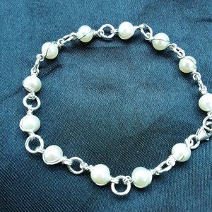 925 sterling silver cultured pearl bracelet •handcrafted•black friday